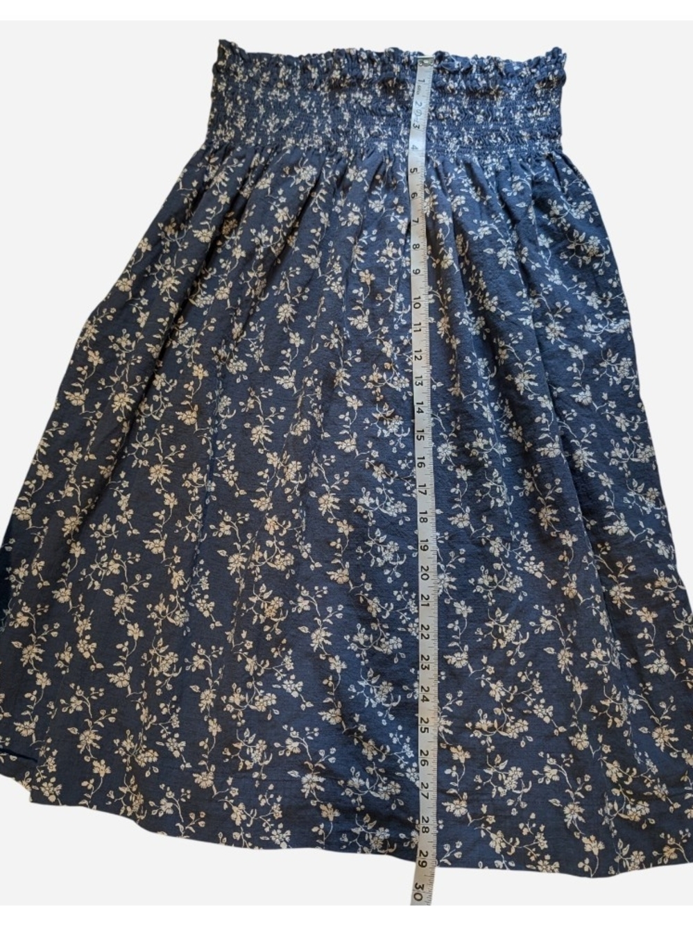 Universal Thread Blue and White Floral Smocked-Waist Midi Skirt - Picture 3 of 7